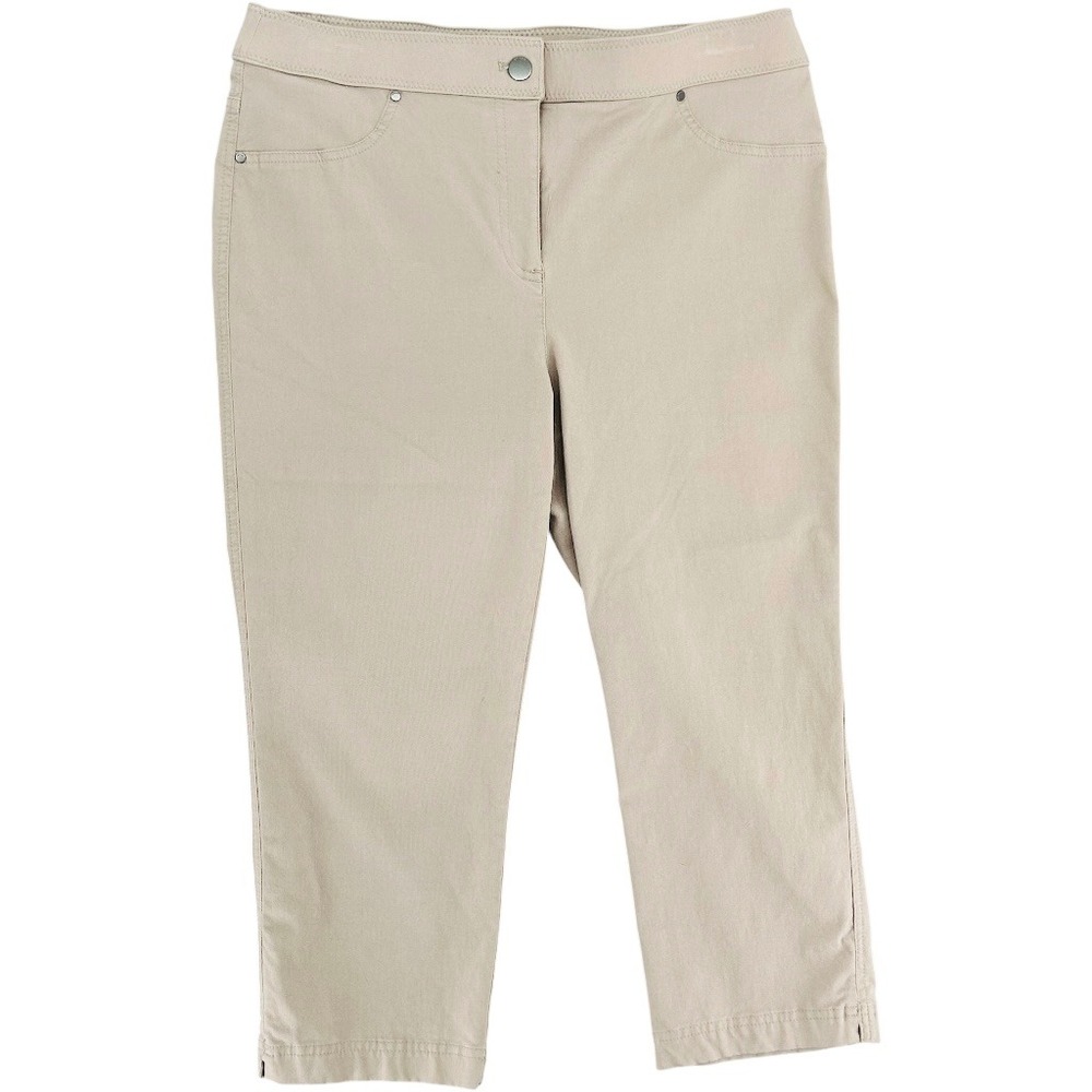 Chicos So Slimming Brigitte Capri Pants Beige Khaki Size 1 Medium